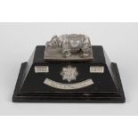 A mid 20th century white metal mounted Assam Valley light horse regimental trophy, modelled as a