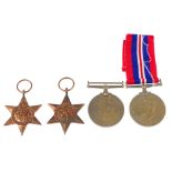 Second World War, 1939-45 War Medal, 1939-45 star, Africa star in OHMS box of issue to Mr A Fees