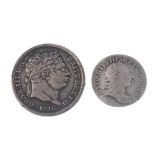 British and world coins, including Shilling 1816, Threepence 1763, mixed silver (210g); Second World