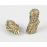 Two 19th century vesta cases, the first modelled as a frog having hinged head, 2, (5cm) long, the