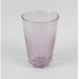 A Whitefriars style amethyst glass vase, of tapered cylindrical plain form, with internal banded