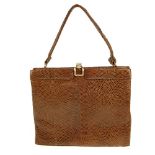 Six 1950s to 1960s reptile skin bags. To include a brown crocodile leather bag, with two