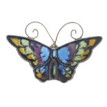 DAVID ANDERSEN - an enamel butterfly brooch. The wings and body in black, purple, orange, blue and