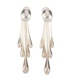 GEORG JENSEN - a pair of silver Archive collection earrings. Designed as oval-shape panels,