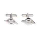 ASTON MARTIN - a pair of silver cufflinks. Designed as propellers, with the Aston Martin winged logo