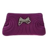 CHANEL - a purple satin clutch. Designed with a purple satin exterior with curved quilted pattern,