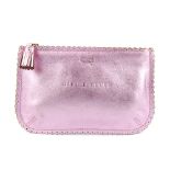 ANYA HINDMARCH - a metallic pink Girly Stuff pouch. Designed with a metallic pink leather exterior