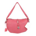 CÉLINE - a small pink Bittersweet handbag. Designed with a hot pink pebbled leather exterior with