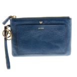 ANYA HINDMARCH - a Clip On Loose Pocket purse. Crafted from teal blue leather with gold-tone