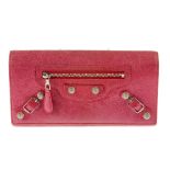 BALENCIAGA - a Giant Continental purse. Crafted from grained pink leather, featuring oversized