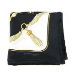 CARTIER - a Must De Cartier silk scarf. Decorated with strands of pearls, carved gold beads and