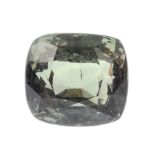 A cushion-shape colour change alexandrite, weighing 2.50cts. Accompanied by report number 0125250,