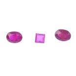 A selection of vari-shape rubies. To include oval, circular and square-shapes.Total weight 23.85cts,