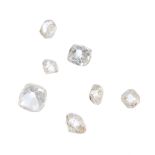 A selection of old-cut diamonds.Total weight 0.66ct, approximate size range 0.19 to 0.05ct.