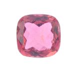 A square-shape pink tourmaline, weighing 1.25cts. Tourmaline, is a medium brownish pink, fairly well