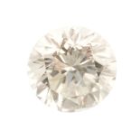 A brilliant-cut diamond, weighing 0.58ct. Estimated I-J colour, SI2-P1 clarity. Diamond is bright