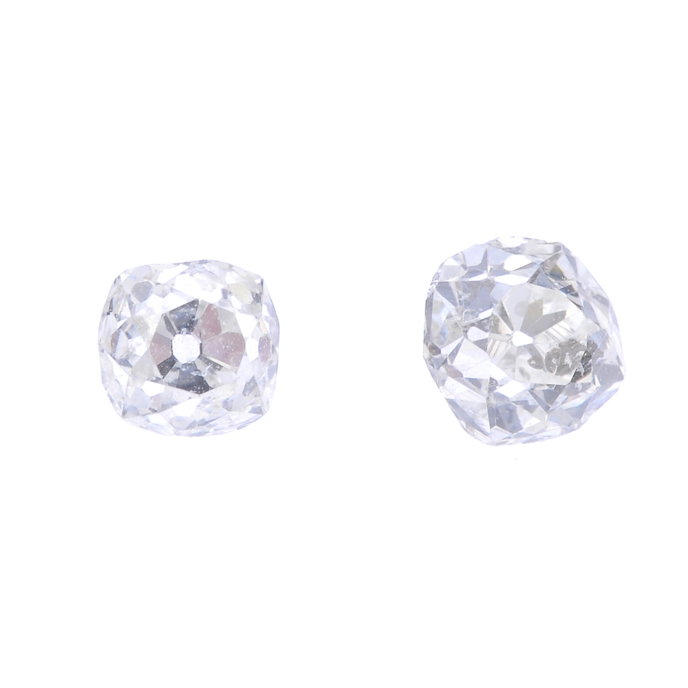 A selection of old-cut diamonds. Total weight 0.82ct. Approximate size range 0.30 to 0.07ct,