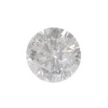 A brilliant-cut diamond, weighing 0.48ct. Estimated tinted colour, P1-P2 clarity. Overall