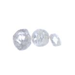 Three circular-shape diamonds. To include old and brilliant-cut diamonds. Total weight 0.85ct,