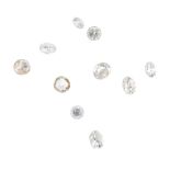 A selection of brilliant-cut diamonds. Total weight 0.85ct, approximate size range 0.17 to 0.03ct.