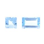 Two vari-shape topazs. To include a rectangular-shape weighing 12.30cts, together with a square-