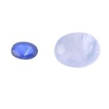 A selection of sapphires and two star rubies.To include sugar-loaf and oval sapphire cabochons,