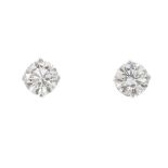 A pair of 18ct gold brilliant-cut diamond stud earrings. Estimated total diamond weight 2.20cts, J-L