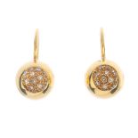 GEORG JENSEN - a pair of 18ct gold and diamond 'Cave' earrings. Each designed as a sphere, with