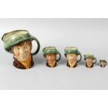 A large group of Royal Doulton character jugs. Comprising: six Sairey Gamp (large, D5454 medium, two