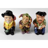 A large group of Artone character jugs and teapots. To include Toby, Sairey Gamp, Beefeater,