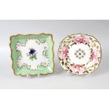 An early 19th century Worcester Flight Barr and Barr Azure Anemone plate, of lobed square form