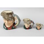 A large group of Royal Doulton character jugs. Comprising five Old Charley (D5420 large, D5527