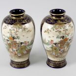 A pair of Japanese Satsuma vases. Early 20th century, each of ovoid form with mirror-effect panels