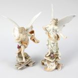 A pair of German porcelain figures of Cupid and Psyche. Probably Volkstedt (Thuringia), each