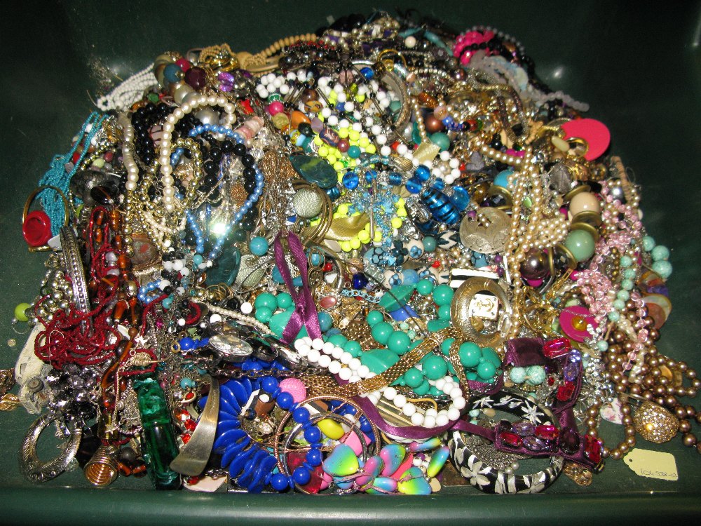 A bag containing a large quantity of costume jewellery. Many AF. Weight approximately 11kg. Due to - Image 2 of 2