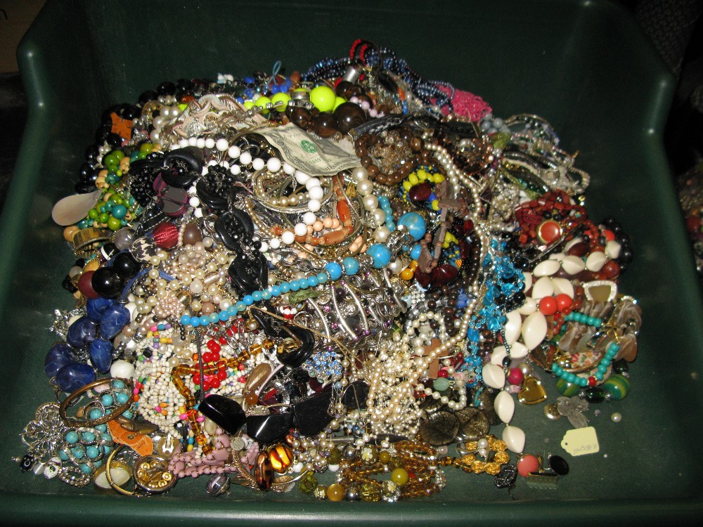 A bag containing a large quantity of costume jewellery. Many AF. Weight approximately 15kg. Due to - Image 2 of 2