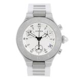 CARTIER - a Chronoscaph 21 chronograph wrist watch. Stainless steel case with chapter ring bezel.