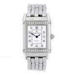 JAEGER-LECOULTRE - a lady's Reverso bracelet watch. Stainless steel factory diamond set reversible