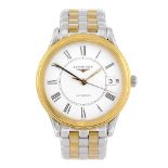 LONGINES - a gentleman's Flagship bracelet watch. Stainless steel case with gold plated bezel and
