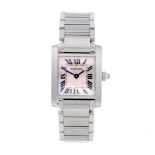 CARTIER - a Tank Francaise bracelet watch. Stainless steel case. Reference 2384, serial 543667LX.