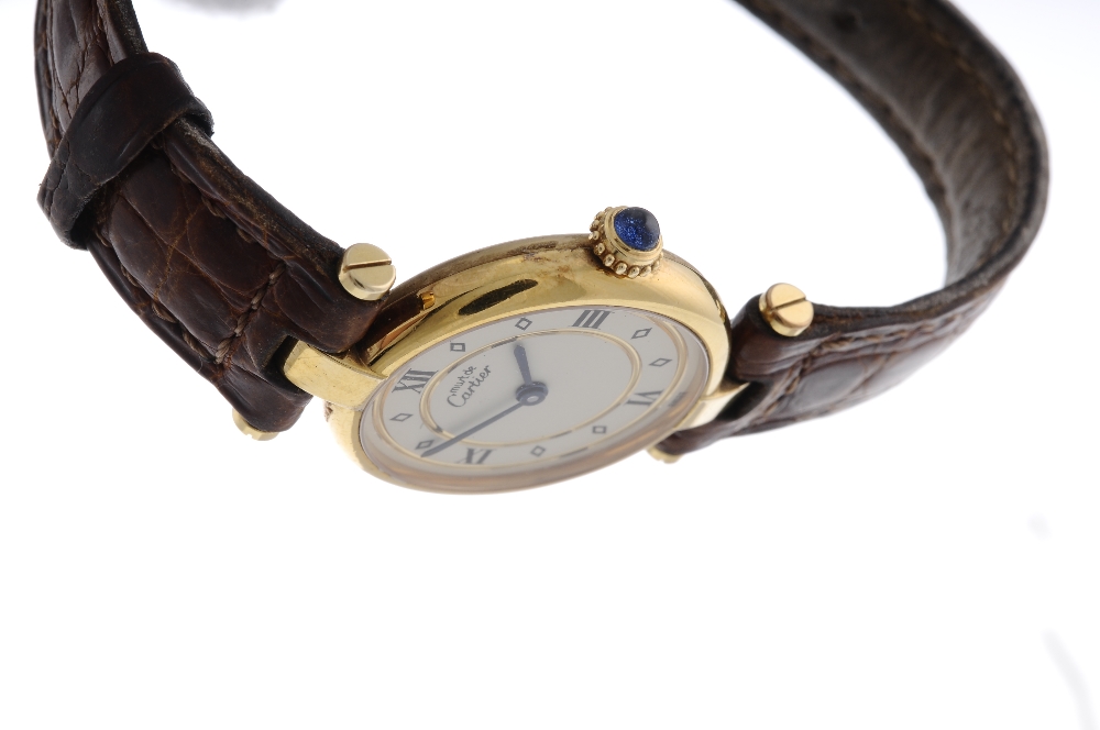 CARTIER - a Must de Cartier Vendome wrist watch. Gold plated silver case. Numbered 007543 590004. - Image 3 of 4
