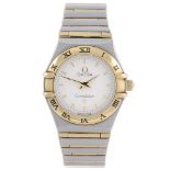 OMEGA - a lady's Constellation bracelet watch. Stainless steel case with yellow metal chapter ring