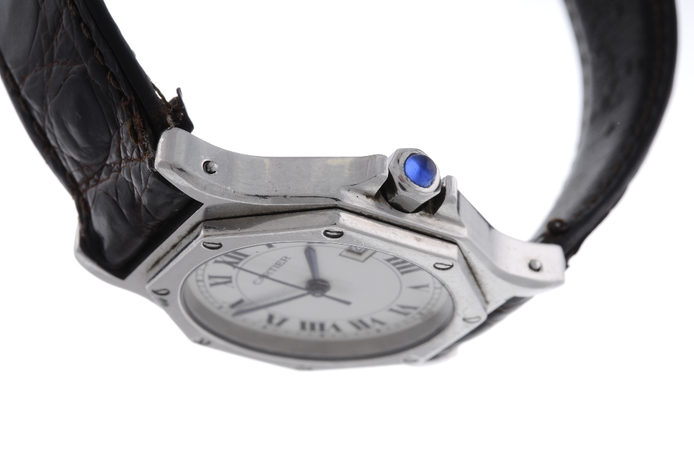 CARTIER - a Santos wrist watch. Stainless steel case. Signed automatic movement with quick date set. - Image 3 of 4