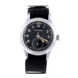 JAEGER-LECOULTRE - a gentleman's military issue wrist watch. Stainless steel case, stamped with