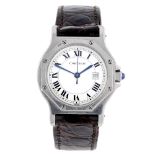 CARTIER - a Santos wrist watch. Stainless steel case. Signed automatic movement with quick date set.