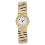 BULGARI - a lady's Tubogas bracelet watch. 18ct yellow gold case. Reference 4724, serial A5007.