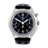 LEMANIA - a gentleman's military issue chronograph wrist watch. Stainless steel case, stamped with