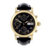 MONTBLANC - a gentleman's Meisterstuck chronograph wrist watch. Gold plated case with exhibition