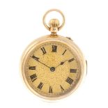 An open face minute repeater pocket watch by P. Orr & Sons. 18ct yellow gold case, hallmarked London