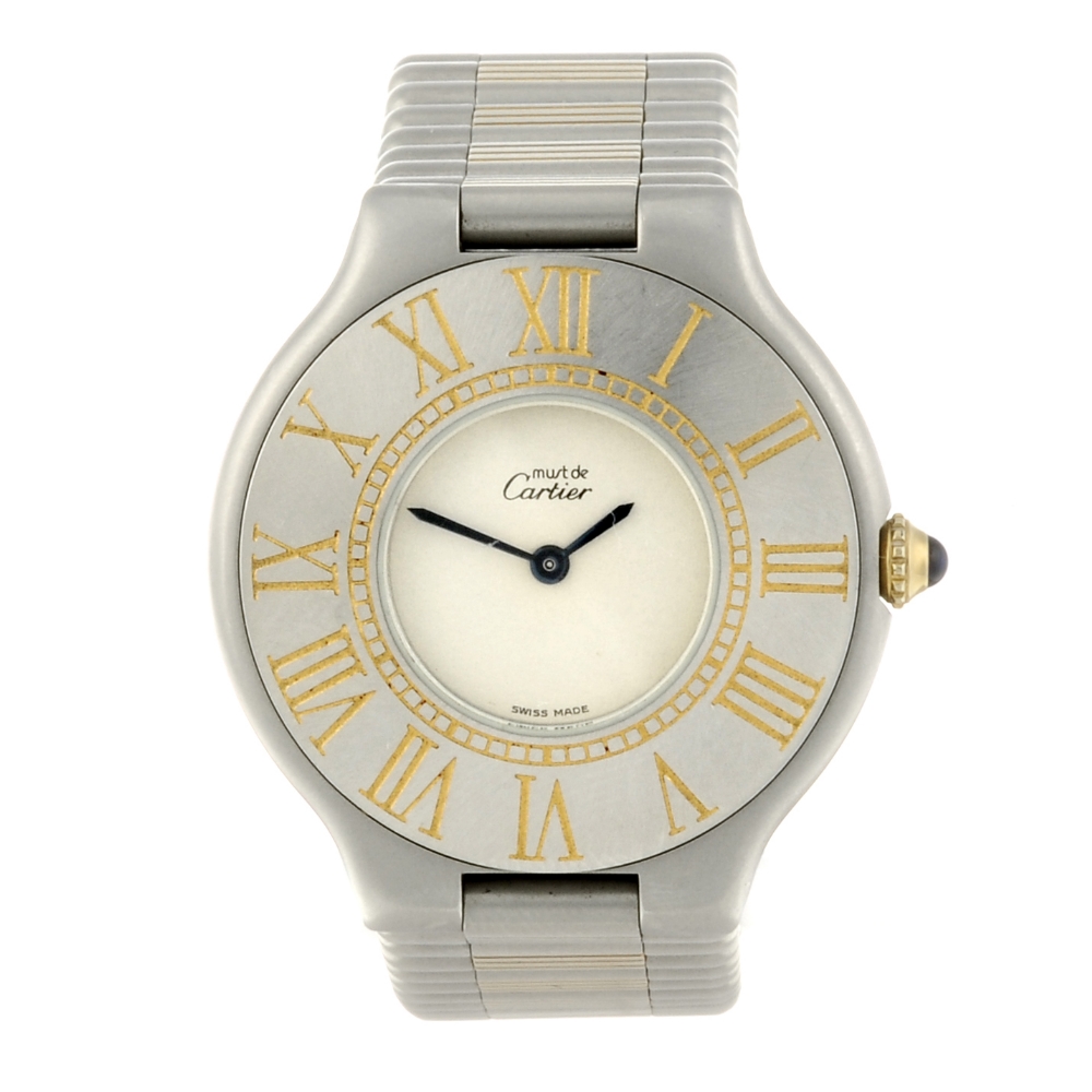CARTIER - a Must De Cartier 21 bracelet watch. Stainless steel case with chapter ring bezel.